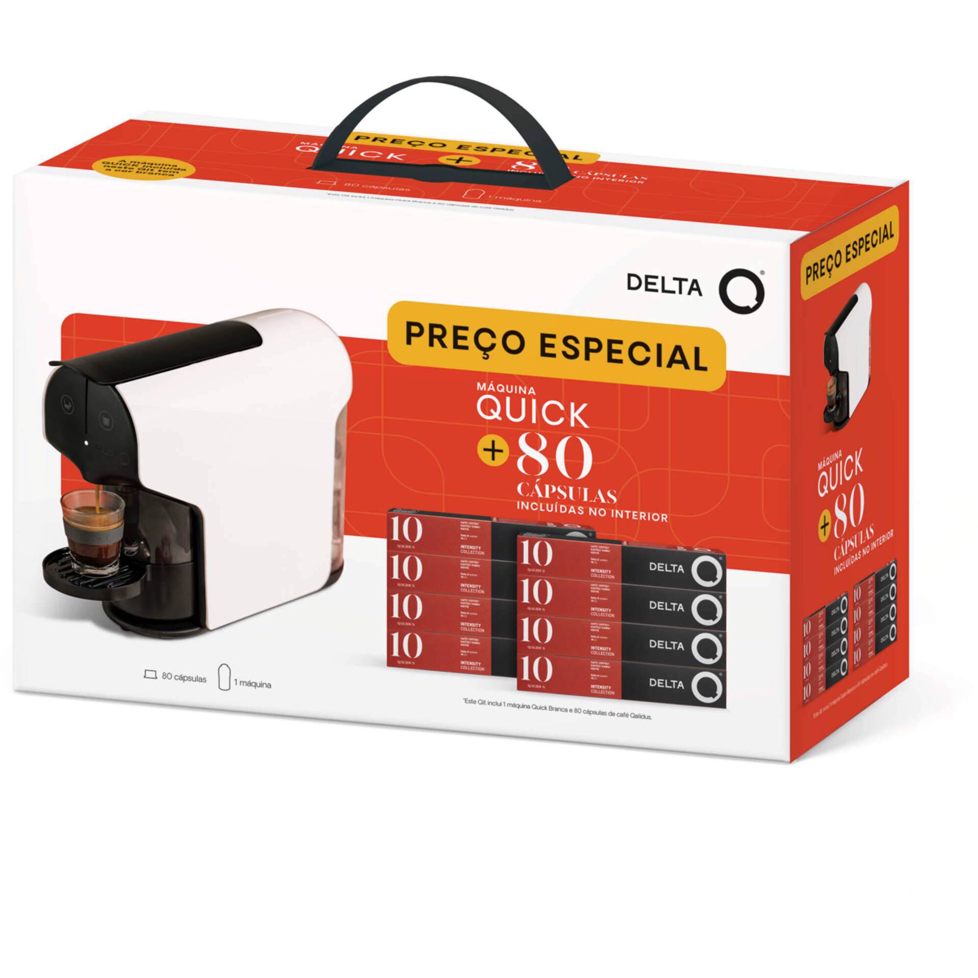 M&aacute;quina de Caf&eacute; Quick + C&aacute;psulas de Caf&eacute; Qalidus Int 10 Delta Q
