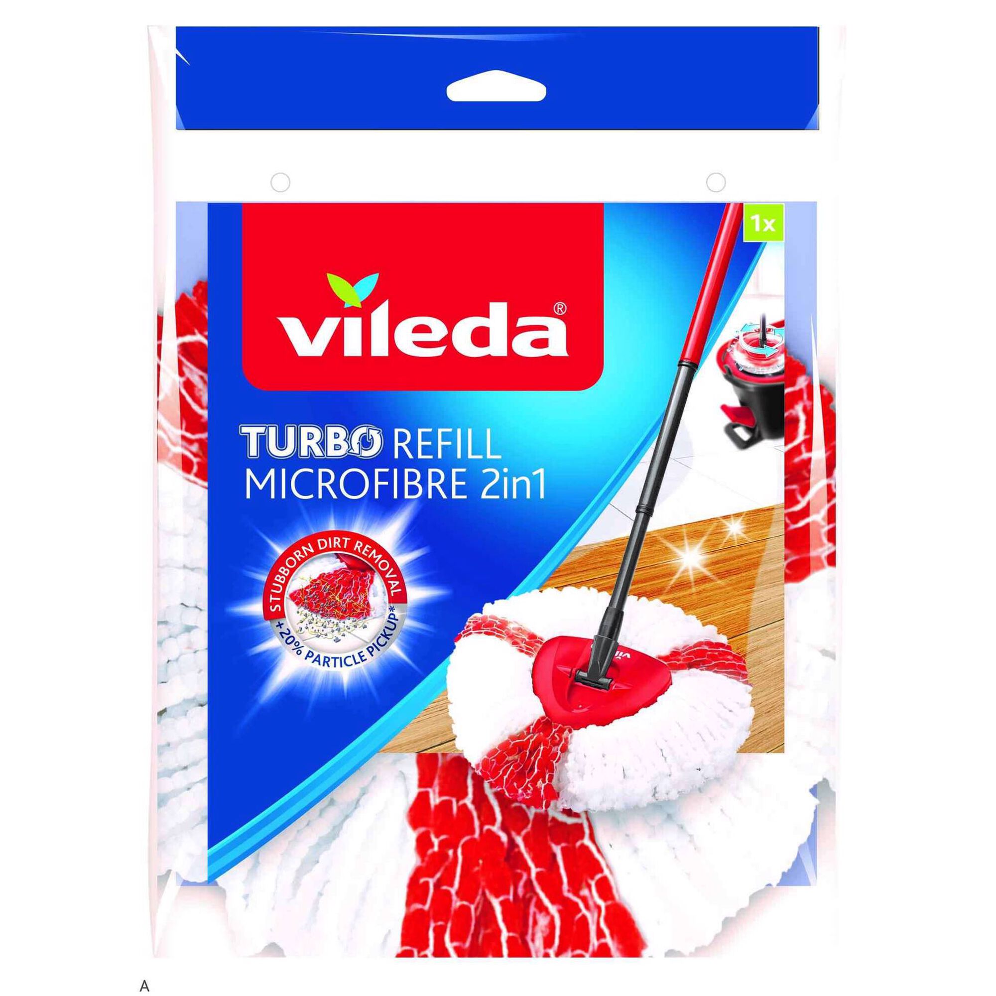Recarga Esfregona Tiras Microfibra Brancas e Vermelhas Turbo 2 em 1