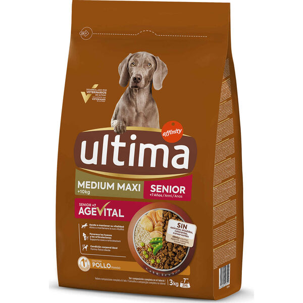 Ração para Cão Sénior Médio e Maxi Frango e Arroz Affinity Ultima