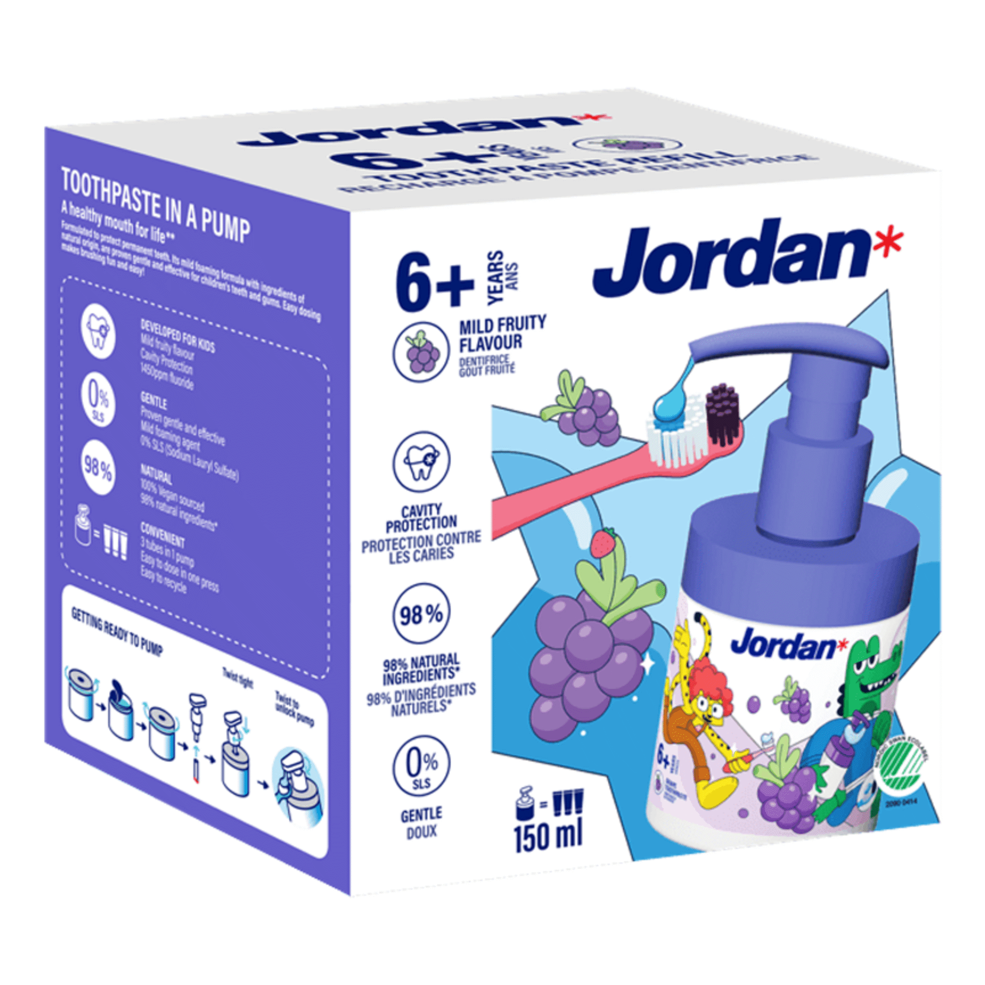 Pasta de Dentes J&uacute;nior Pump 6 a 12 Anos Jordan