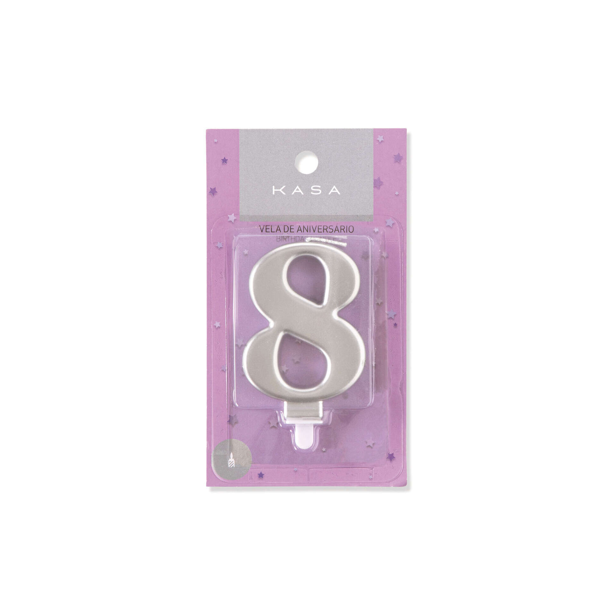 Vela Nº8 8cm Prateado