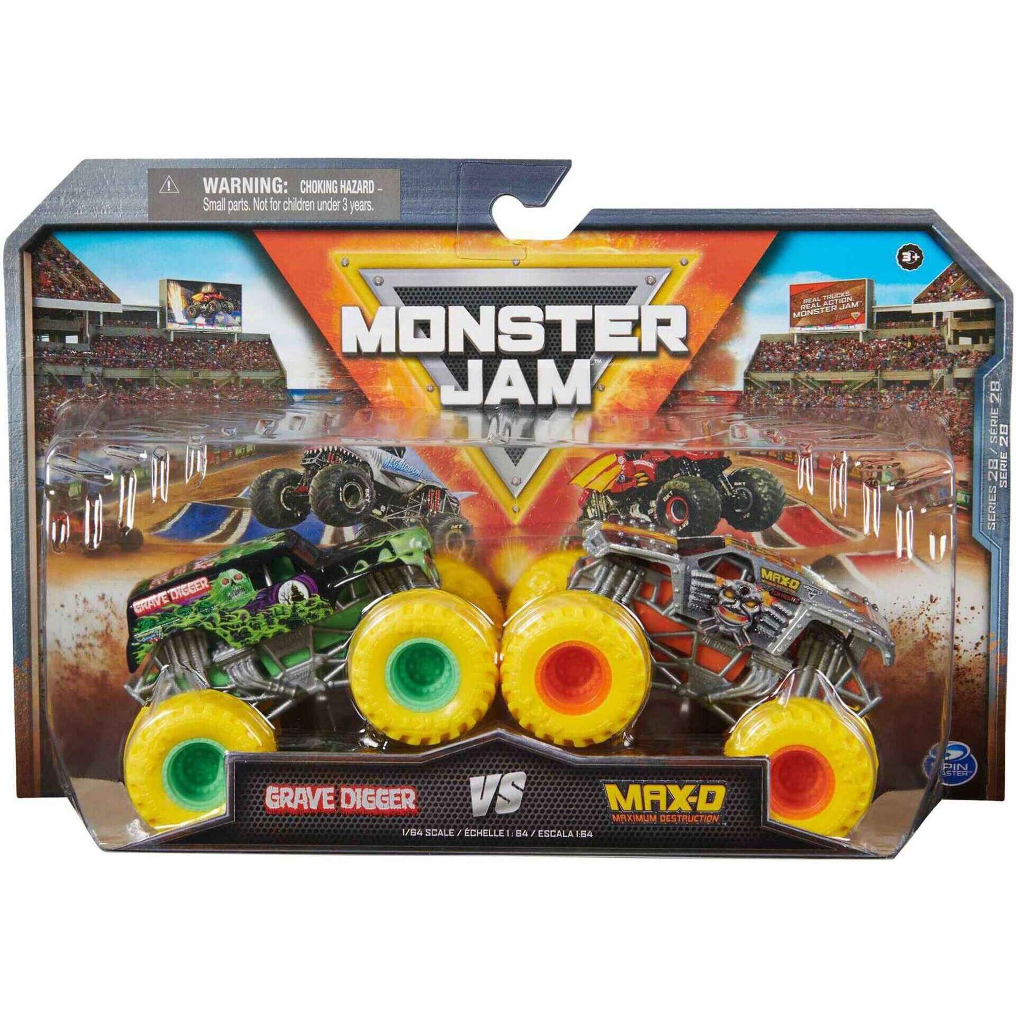 Monster Jam - Pack 2 Carros Max-D Grave Digger 1:64