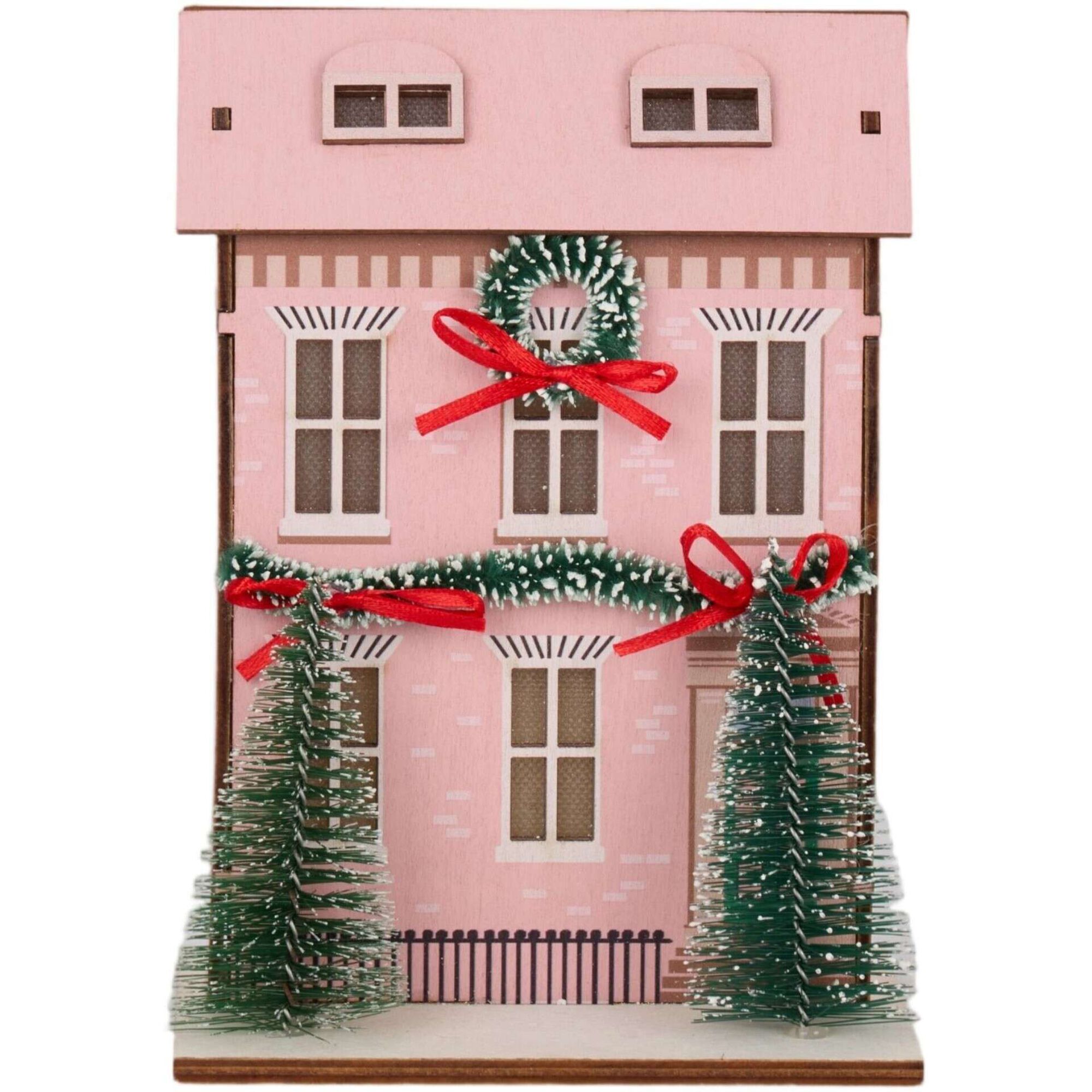 Casinha Madeira Rosa com Luz