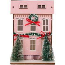 Casinha Madeira Rosa com Luz