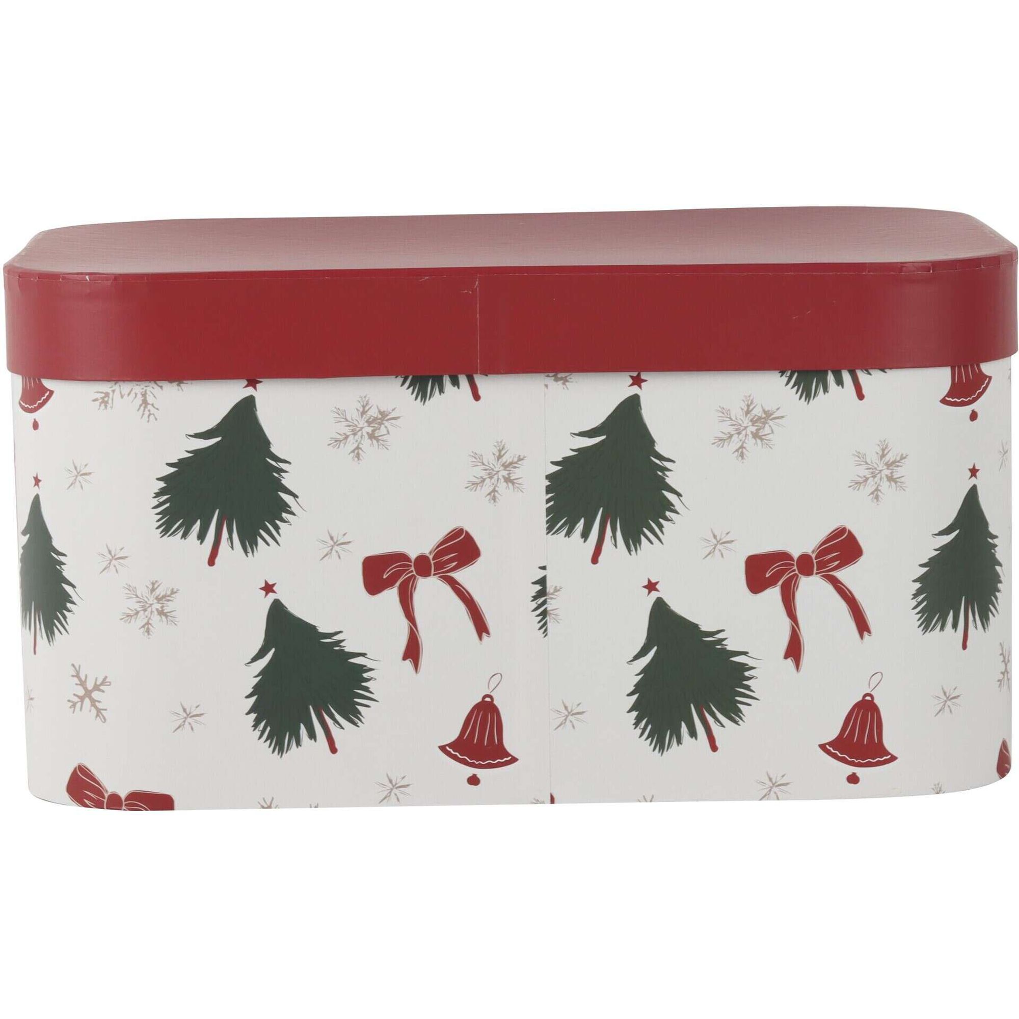 Caixa Cartão Oval 15,5x30x20cm Árvores e Laços