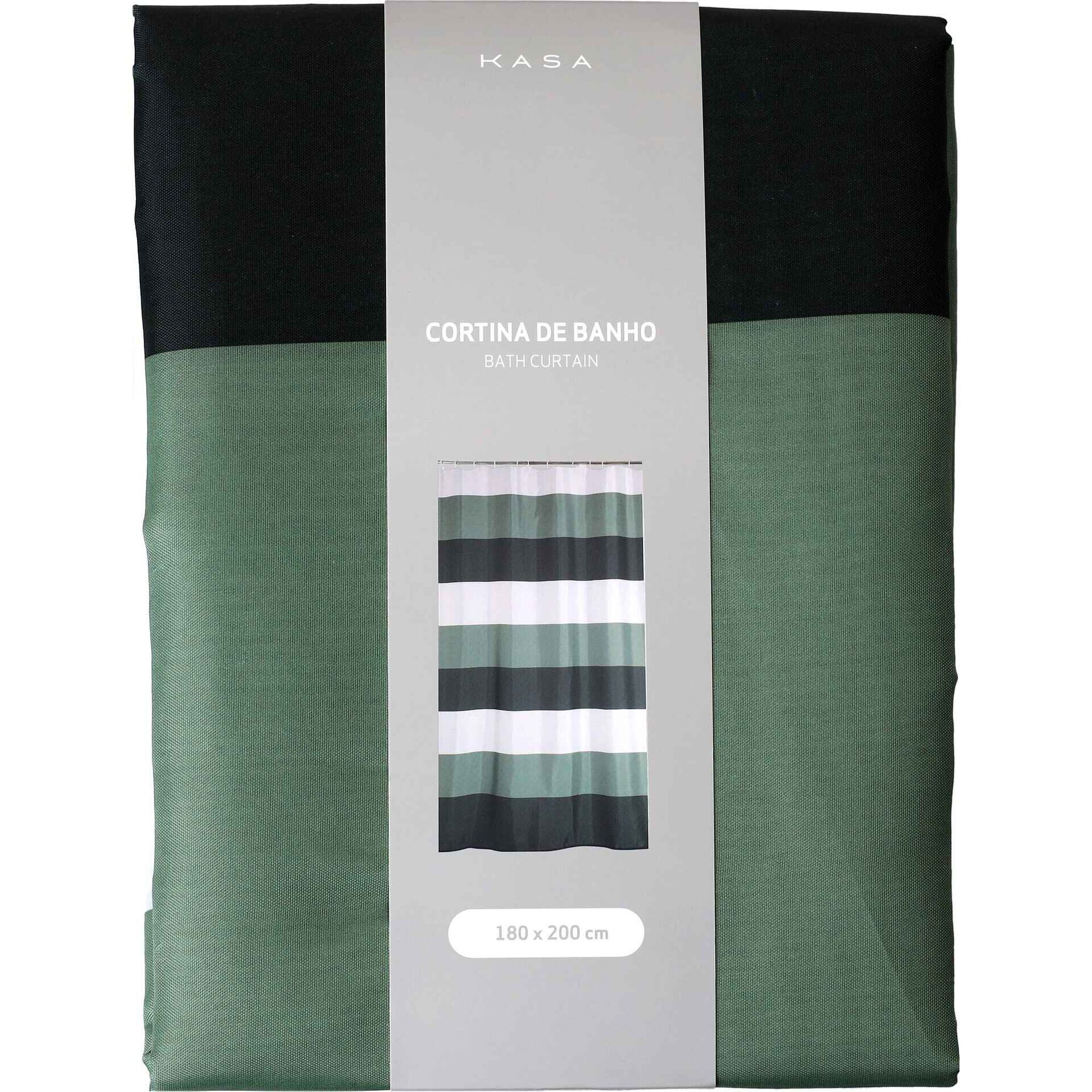 Cortina de Banho 180x200cm Poliéster Verde