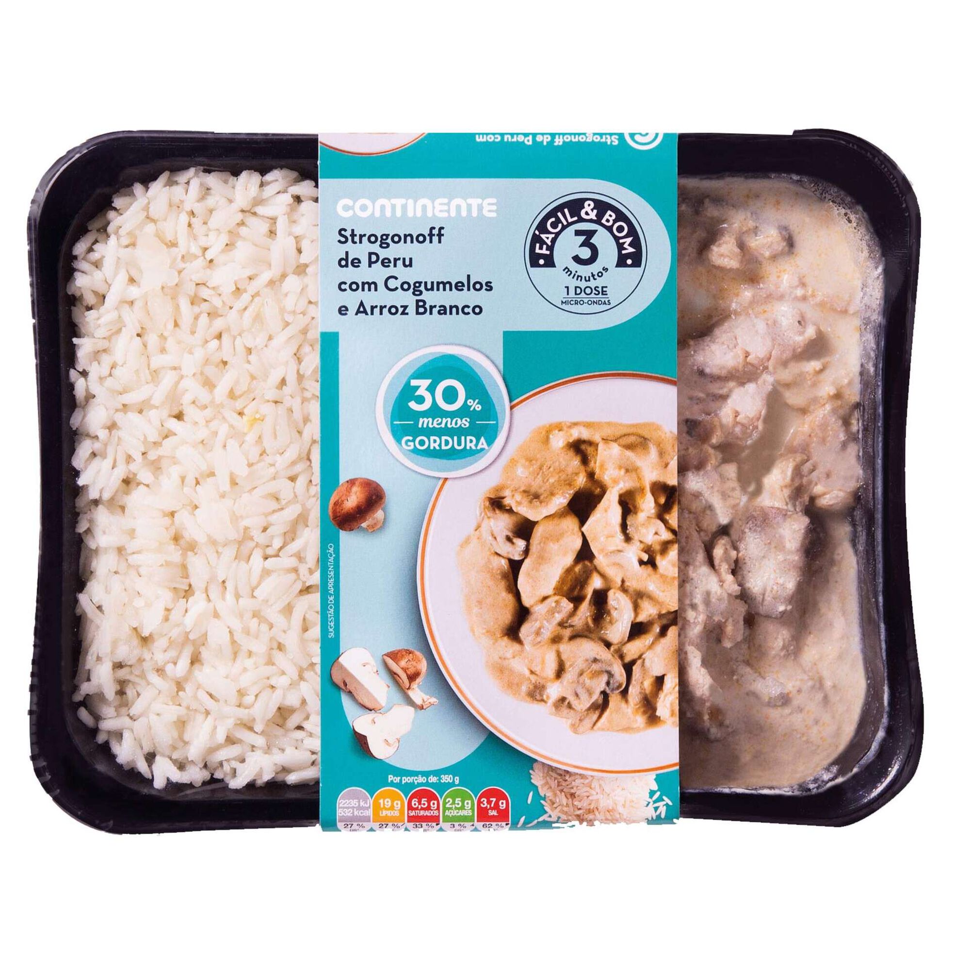 Strogonoff de Peru com Cogumelos e Arroz - 30% gordura Strogonoff de Peru com Cogumelos e Arroz - 30% gordura