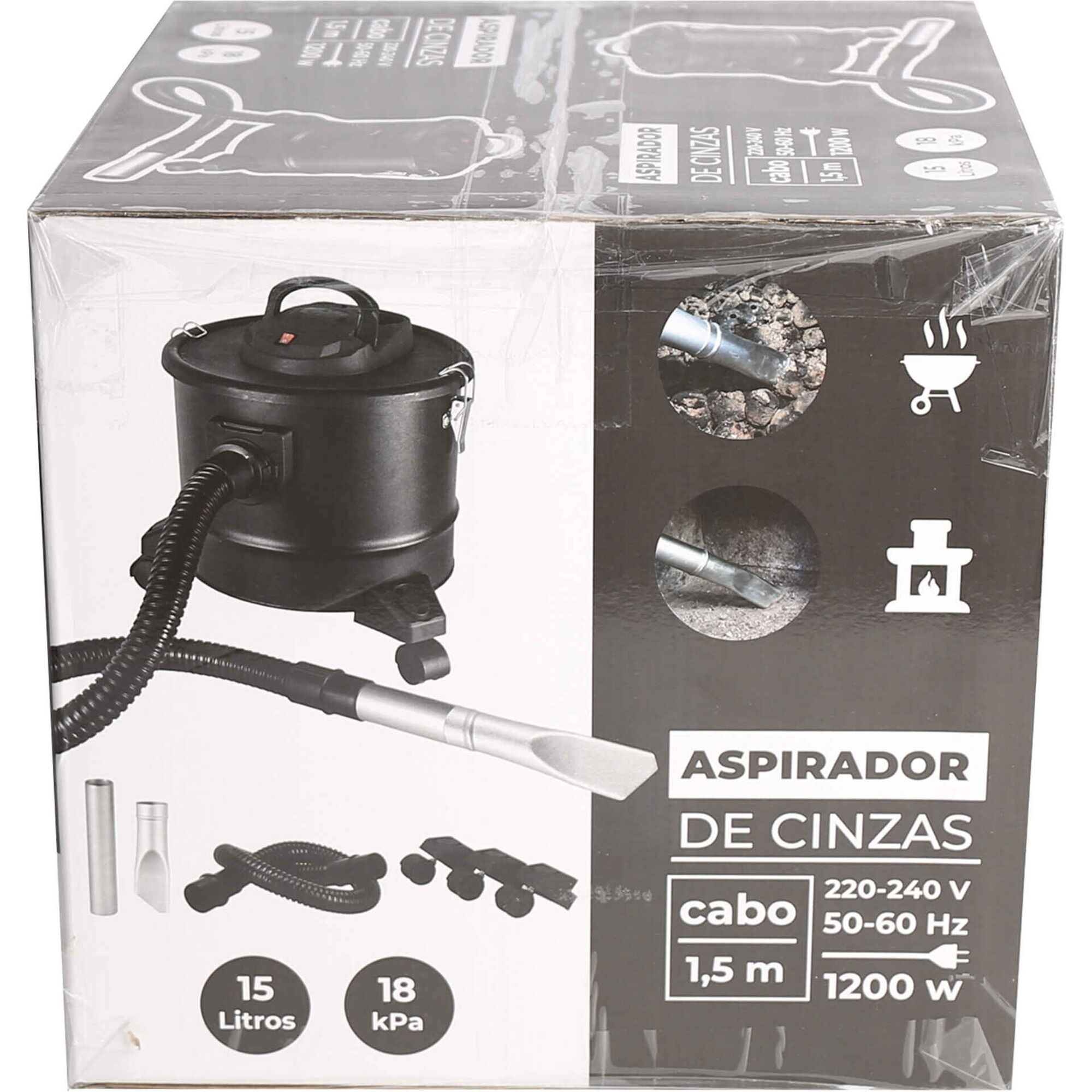 Aspirador Cinzas 1200W 15L com Rodas