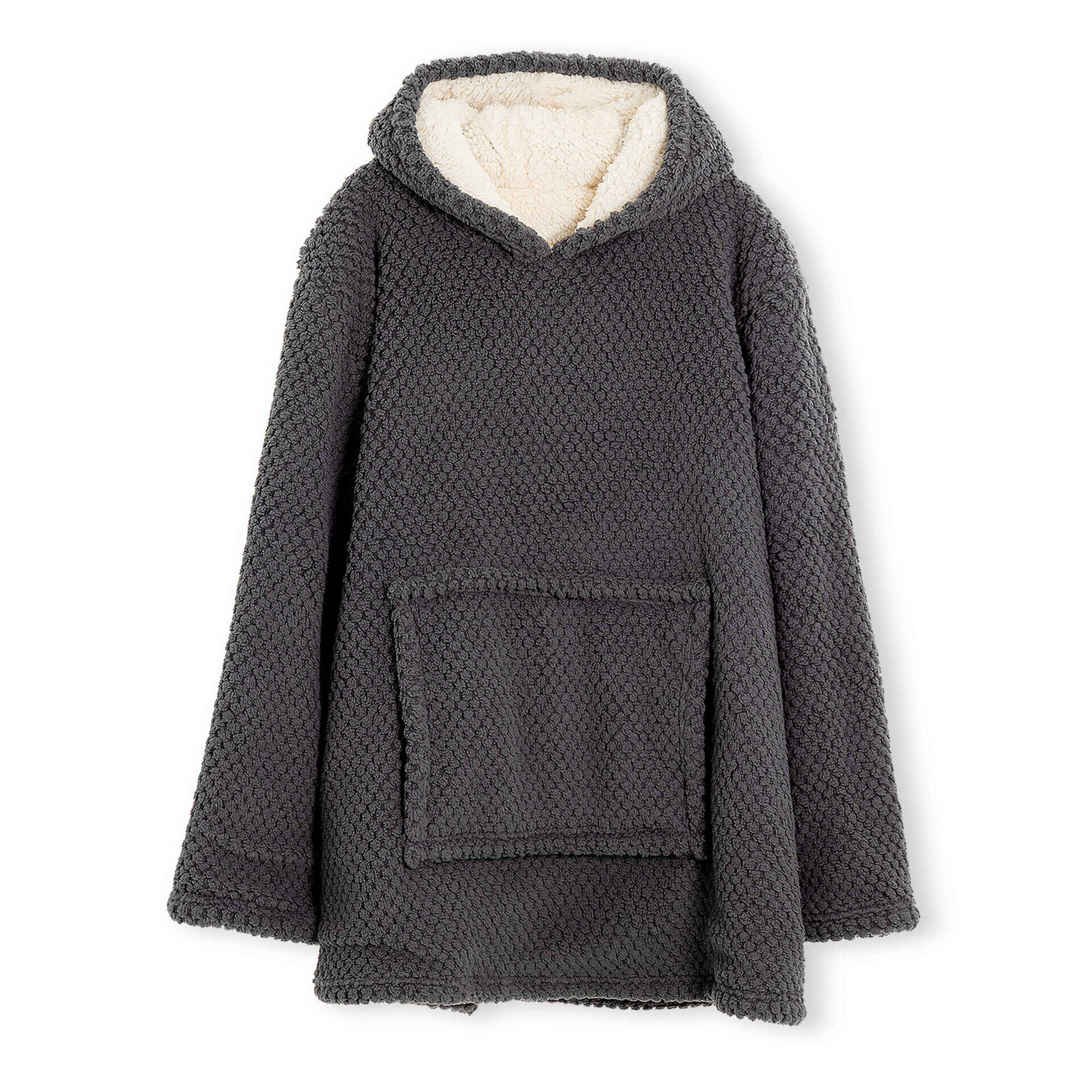 Hoodie Jacquard com Borreguito Cinza