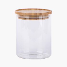 Frasco Despensa Vidro Tampa Bambu S Kasa