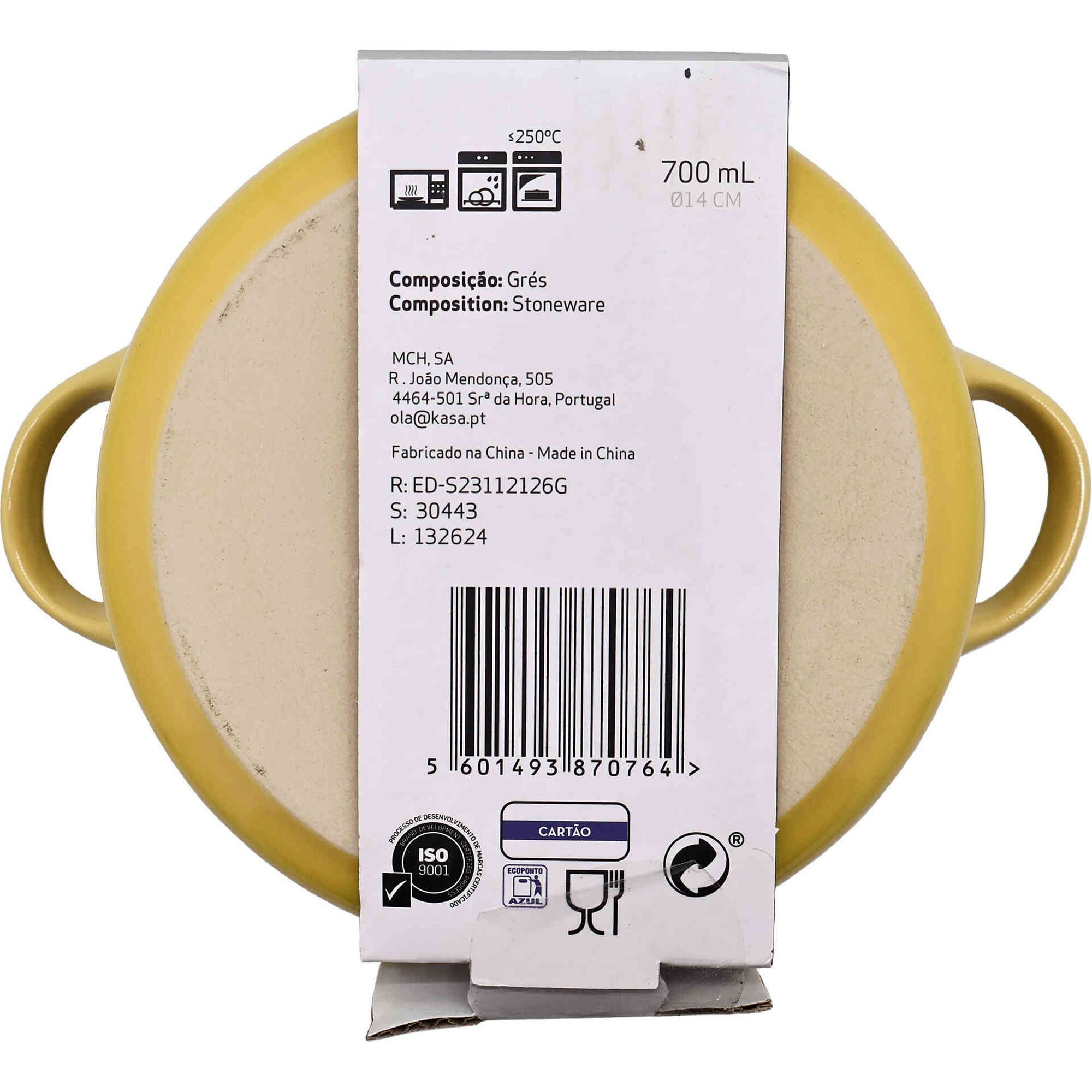 Mini Ca&ccedil;arola Forno 700ml Amarela Kasa