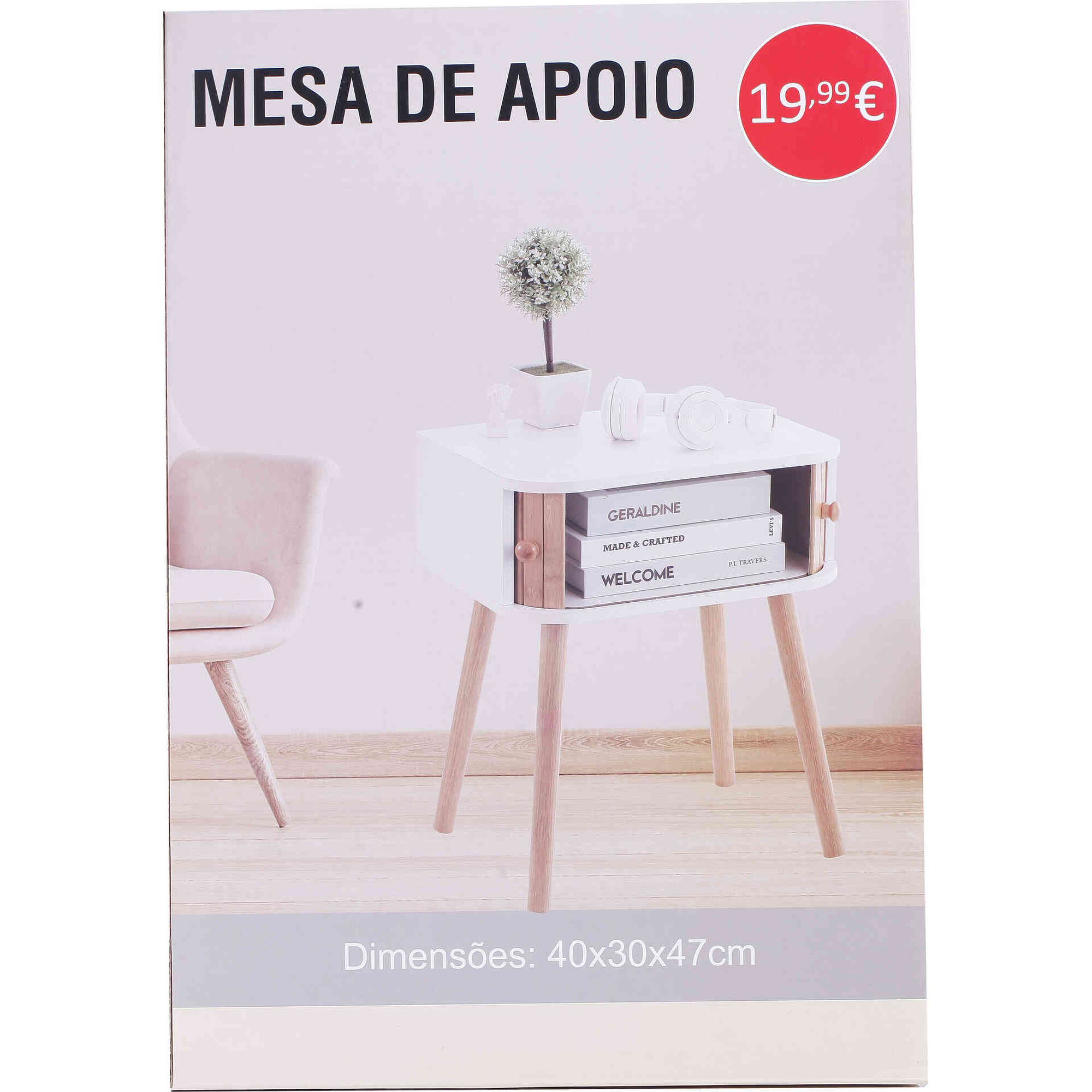 Mesa de Apoio com Gaveta 30x40x47cm Bazar&atilde;o