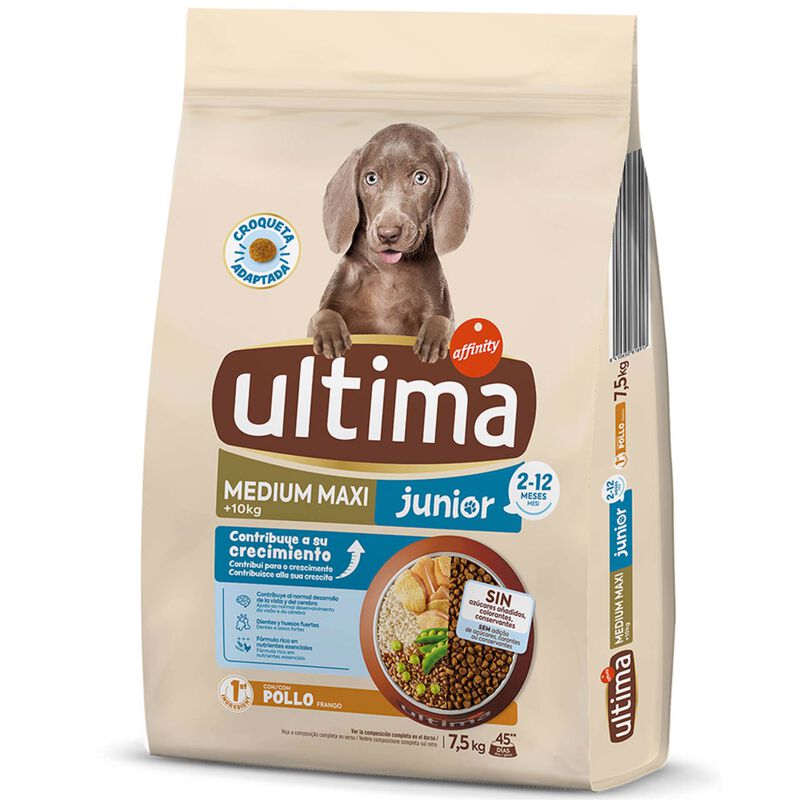 Ração para Cão Júnior Médio e Maxi Frango e Arroz Affinity Ultima