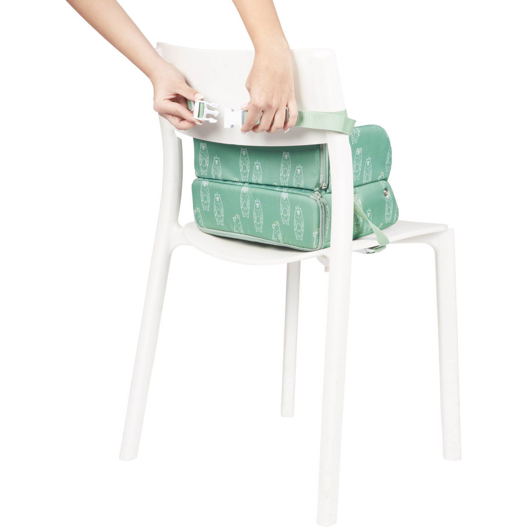 Assento de Refeição Portátil e Lancheira Verde