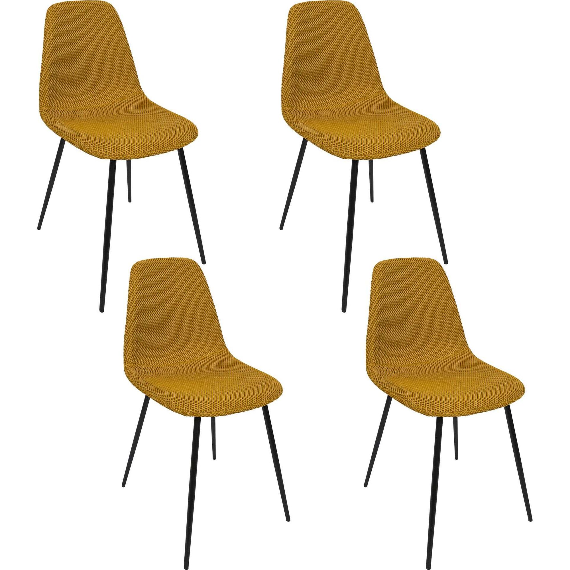 Conjunto de 4 Cadeiras Estofadas Amarela Atom