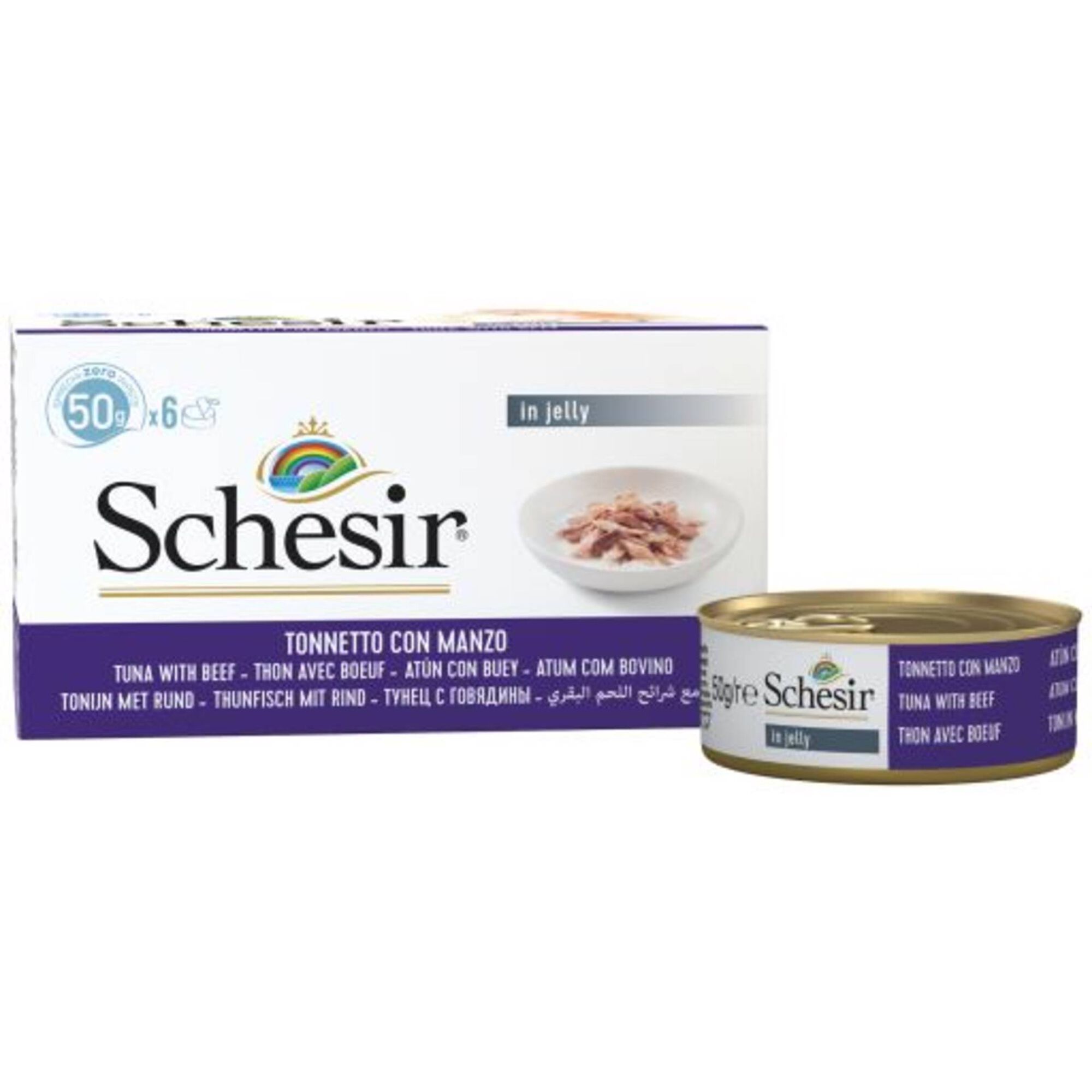 Comida H&uacute;mida para Gato Adulto Atum e Carne Lata Schesir