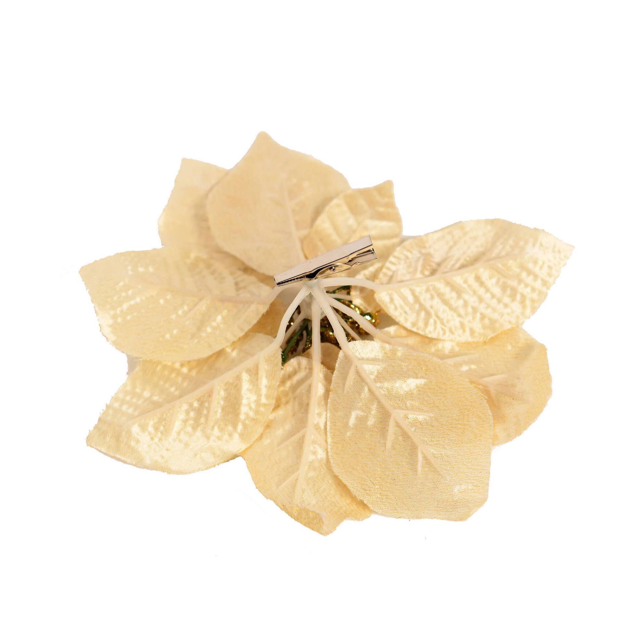 Poinsétia com Mola Dourada 25cm