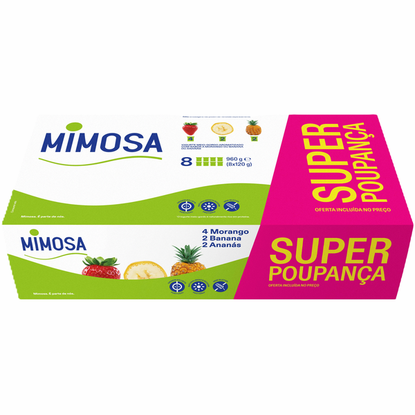 Iogurte Aroma Morango, Ananás e Banana Super Poupança Mimosa
