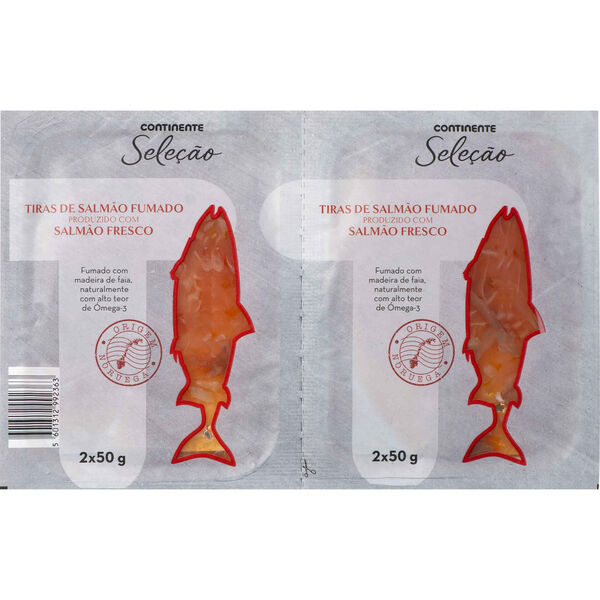 Tiras de Salmão Fumado da Noruega Continente Seleção