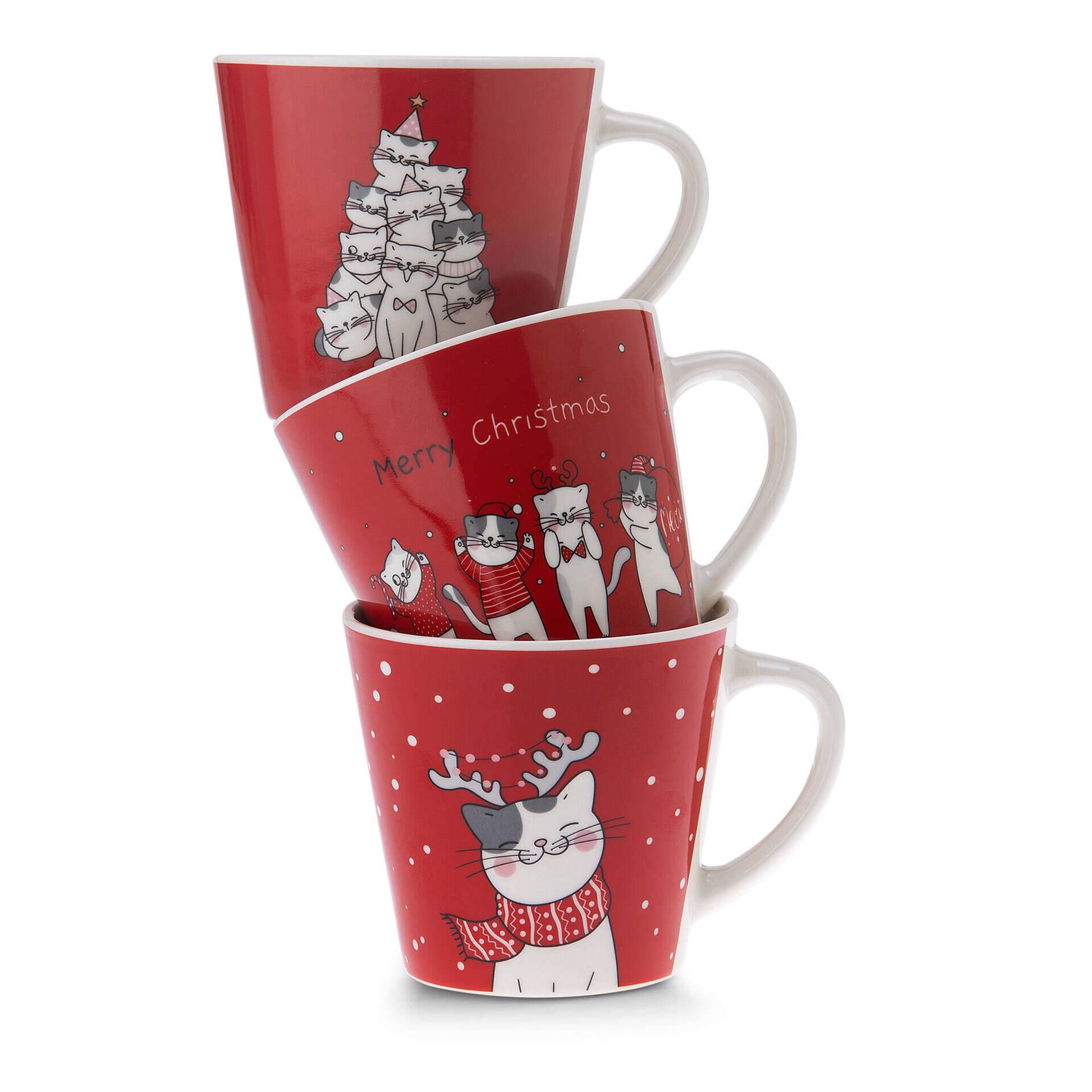 Caneca Vermelha Gatos Rena