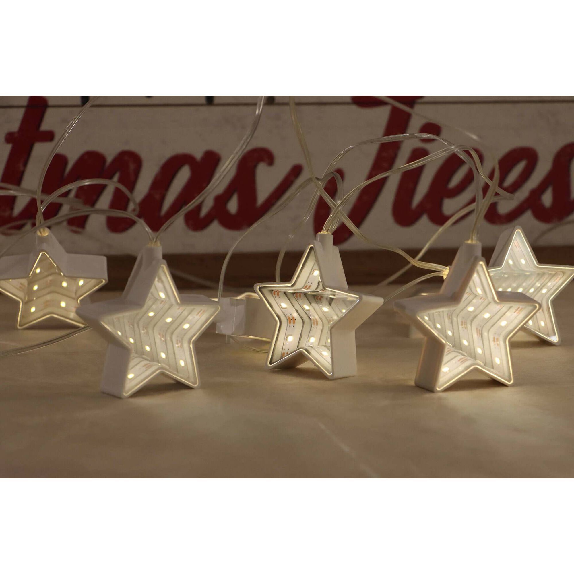 Luzes a Pilhas Estrelas com Espelho