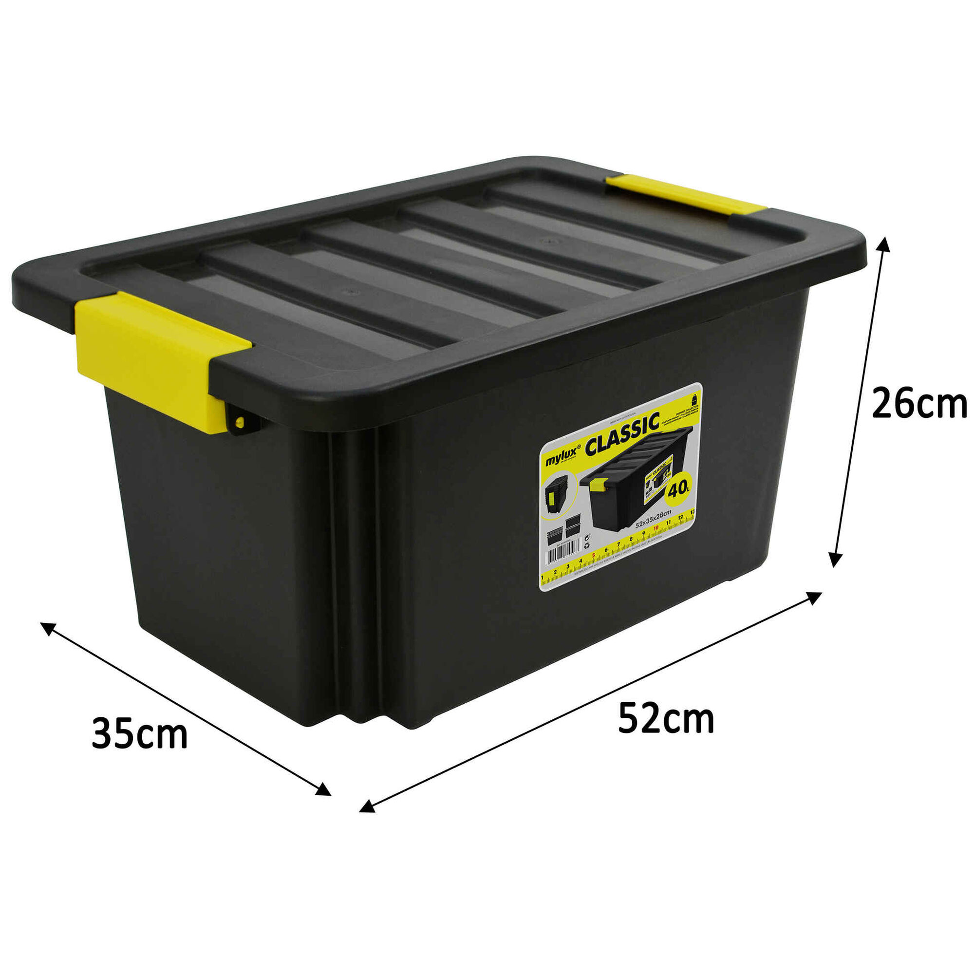 Caixa Arrumação com Lock Plástico 40L Preta