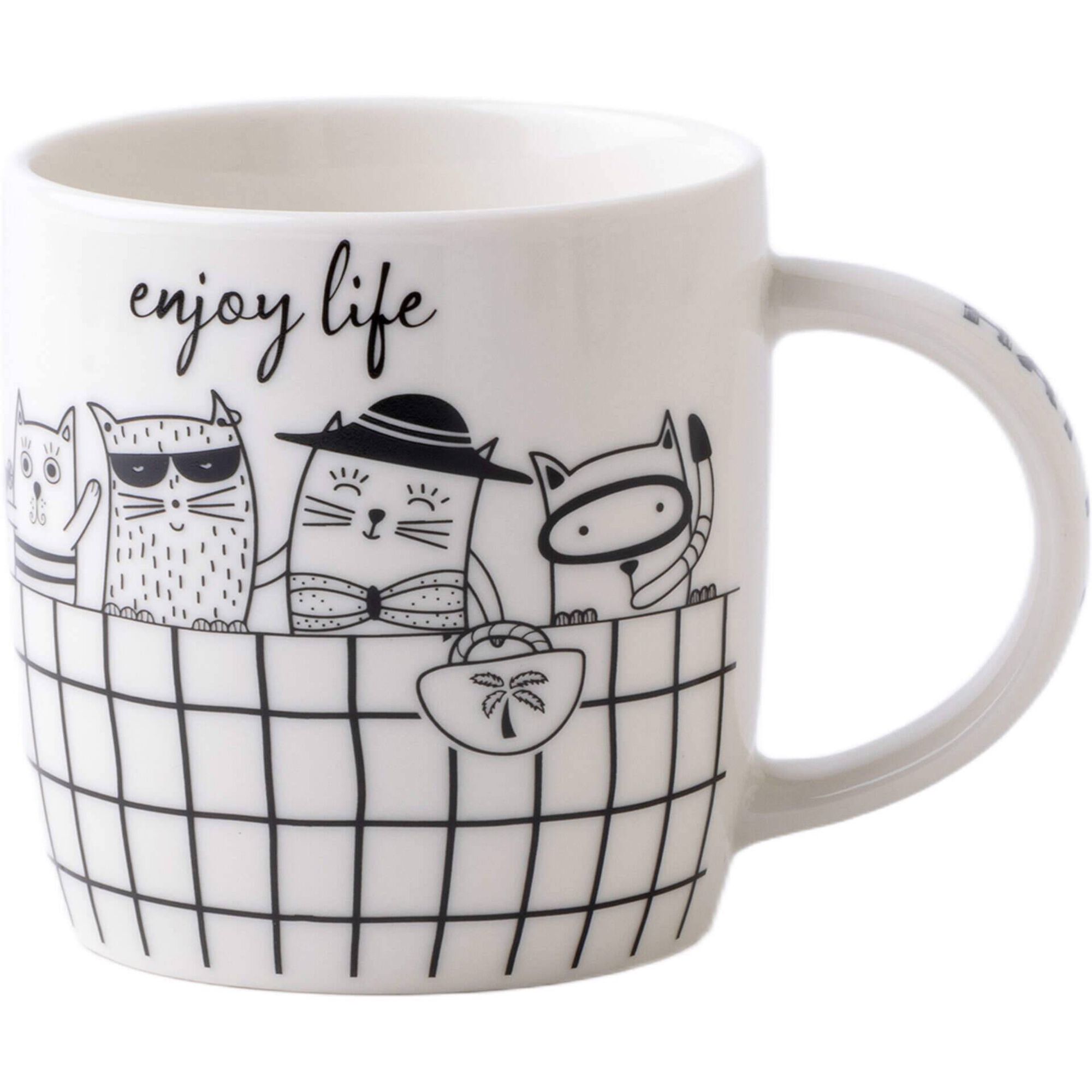 Caneca 365ml Gatos Muro Quadrados
