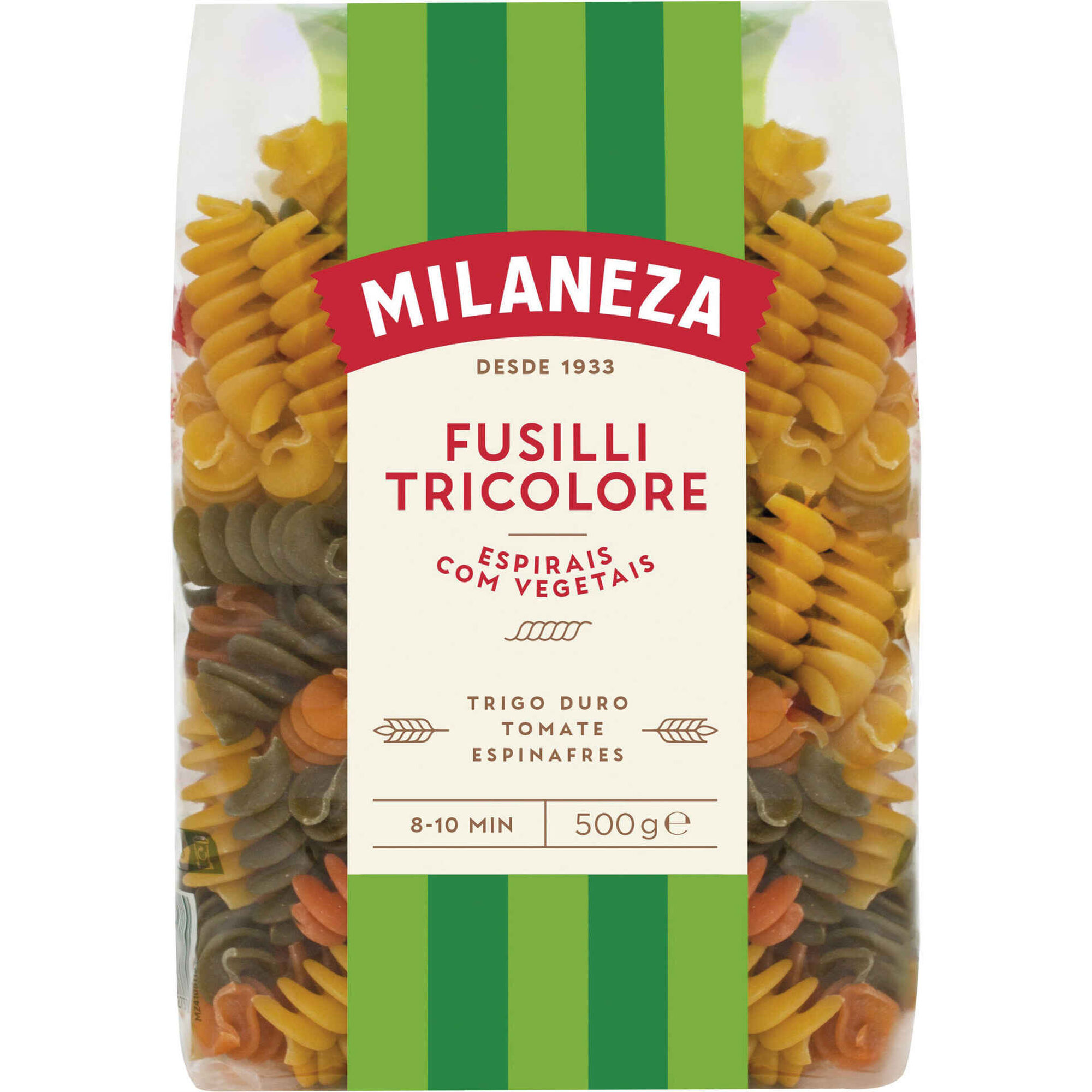 Massa Espirais Fusilli Tricolor Milaneza