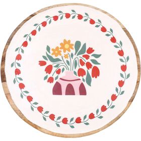 Tabuleiro Redondo Cru  Jarra com Flores Kasa
