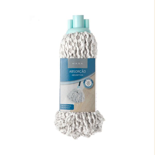 Recarga Esfregona Tiras Microfibra Brancas e Cinzas Dupla Ação Kasa