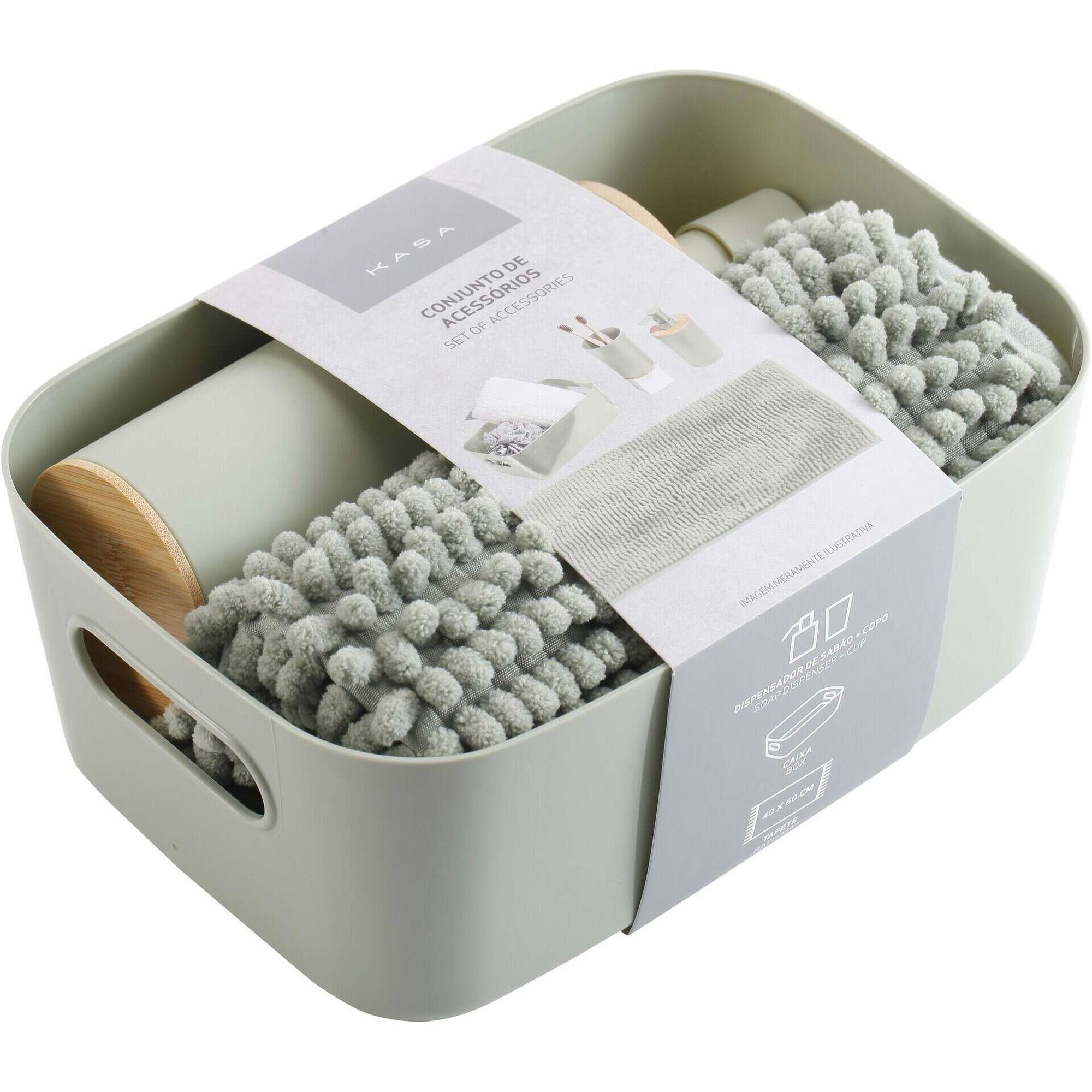 Conjunto 4 Acessórios Banho Verde Conjunto 4 Acessórios Banho Verde