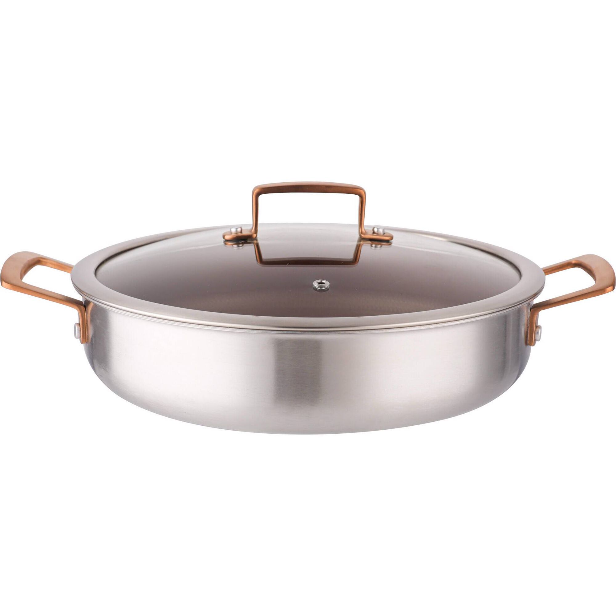 Caçarola Baixa Aço Inoxidável 28cm Camada Tripla