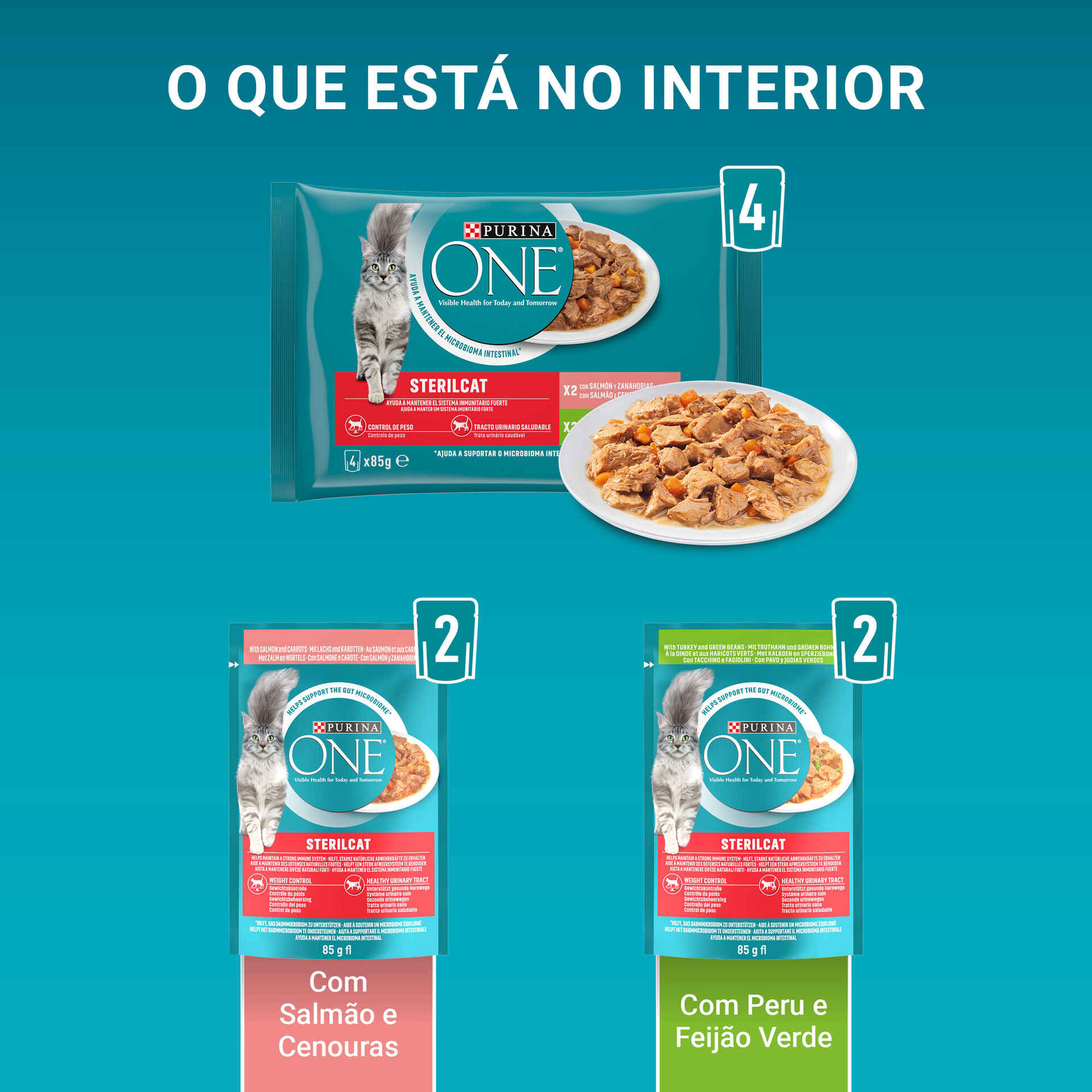 Comida H&uacute;mida para Gato Adulto Esterilizado Salm&atilde;o e Peru Saquetas Purina One