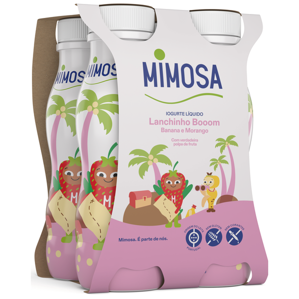 Iogurte Líquido Morango e Banana Infantil Lanchinho Booom Mimosa