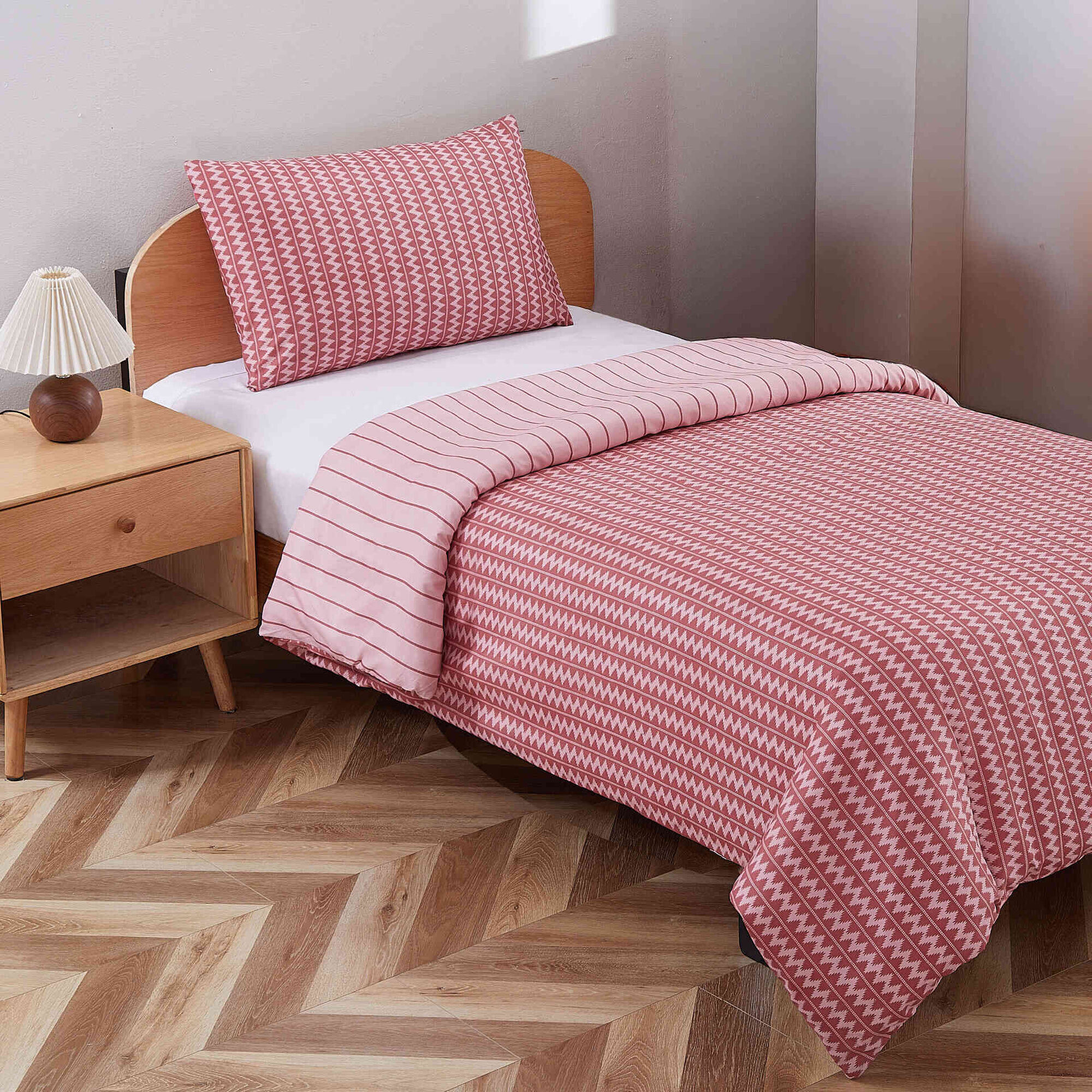 Conjunto Capa de Edred&atilde;o e Fronha 220x160cm Zigzag Vermelho Jardim Secreto Kasa