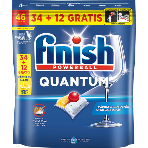 Detergente Máquina Loiça Pastilhas Quantum Limão Finish