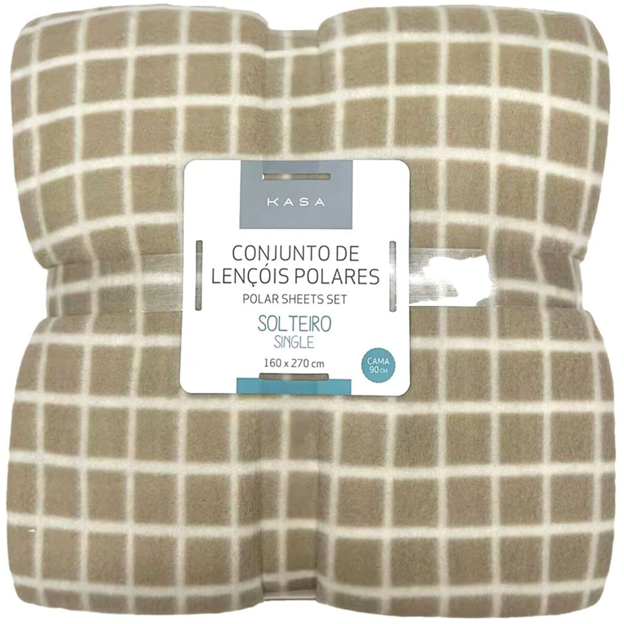 Conjunto de Len&ccedil;&oacute;is Polares 270x160cm Lisos Bege Kasa