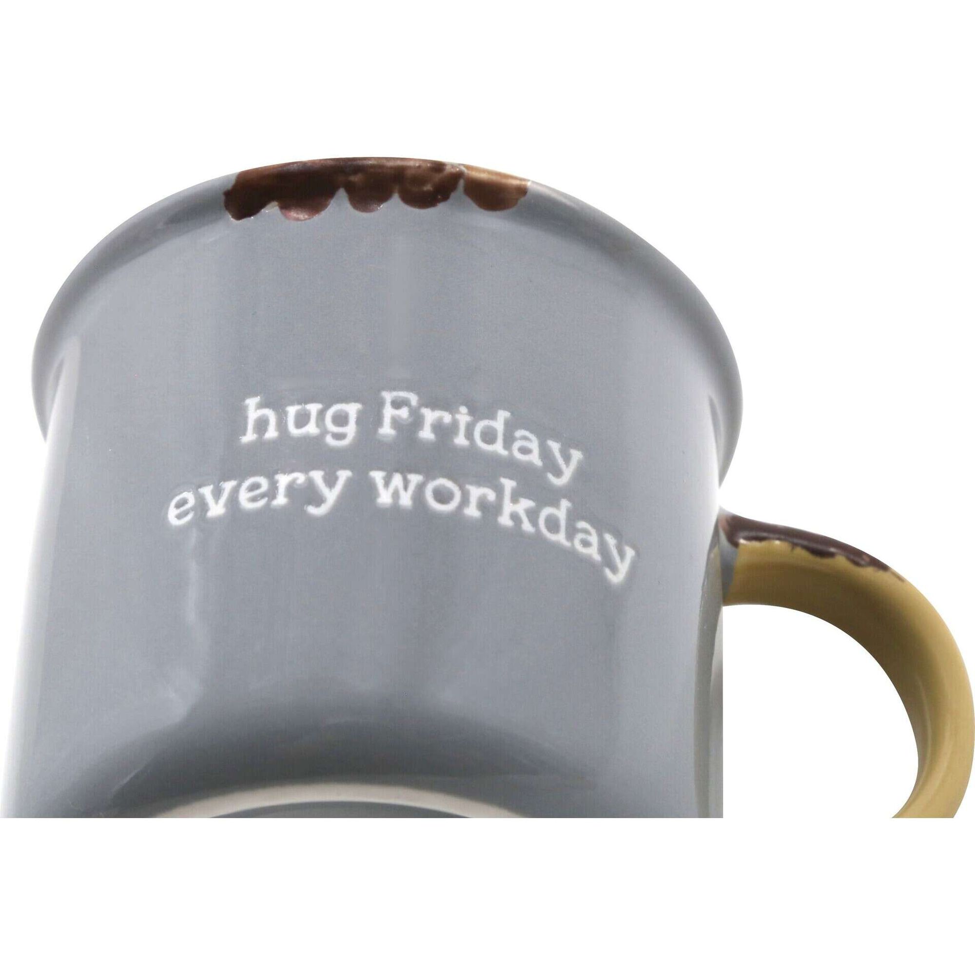 Caneca 370ml Vintage Hug Friday Cinza Claro