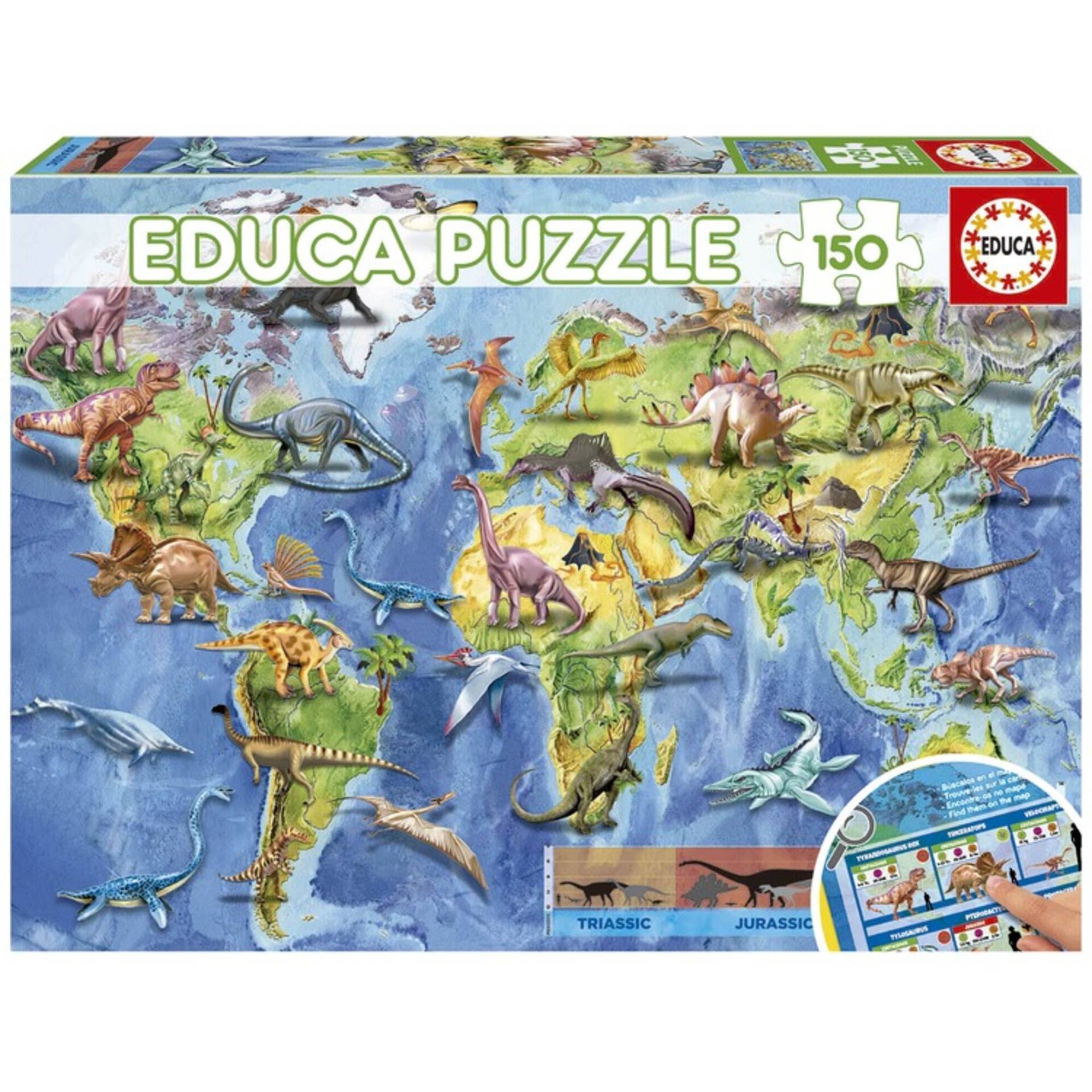Educa - Puzzle Mapa Mundial dos Dinossauros 150 Pe&ccedil;as