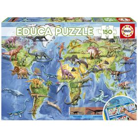Educa - Puzzle Mapa Mundial dos Dinossauros 150 Pe&ccedil;as