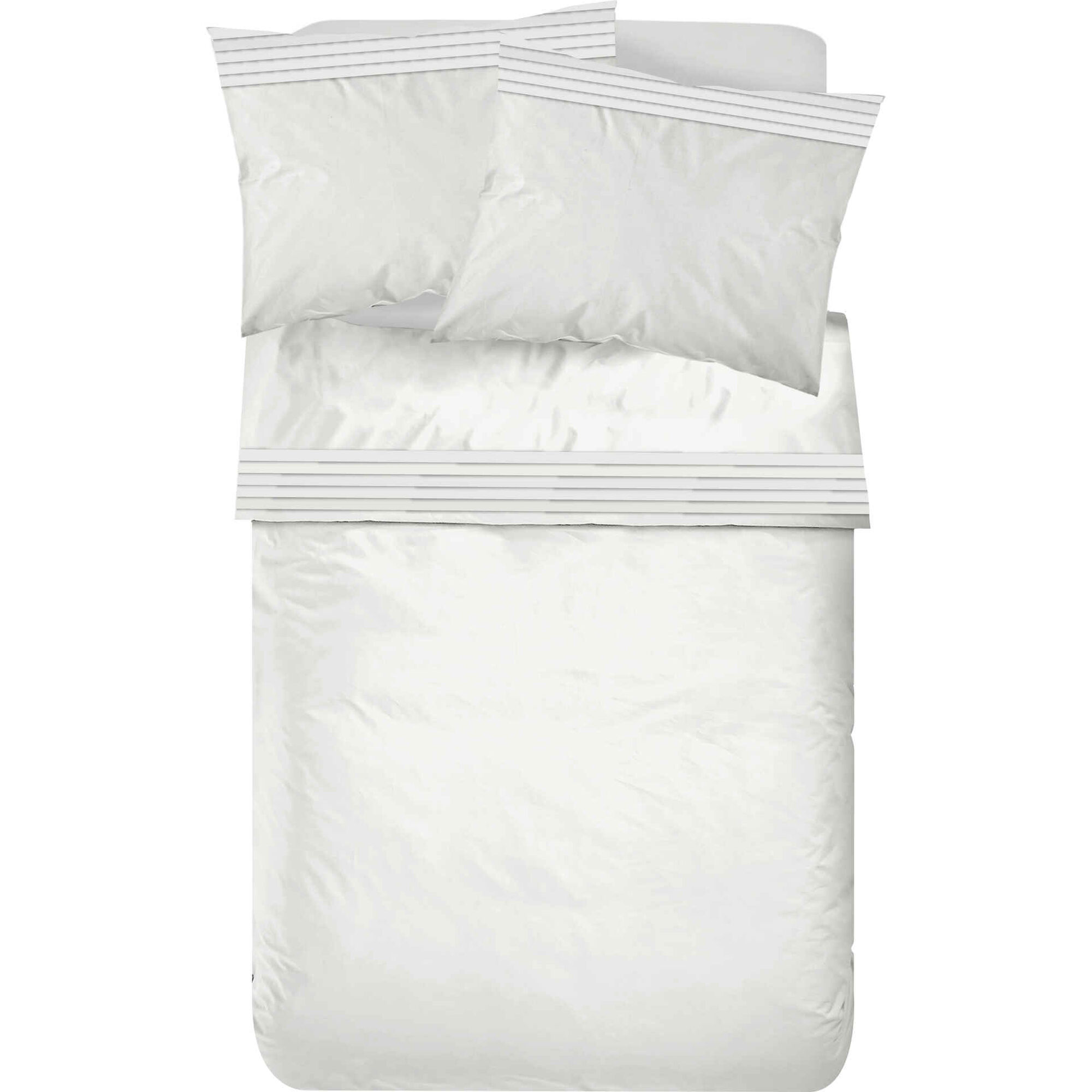 Conjunto Lençóis Algodão Percal Branco Nervuras