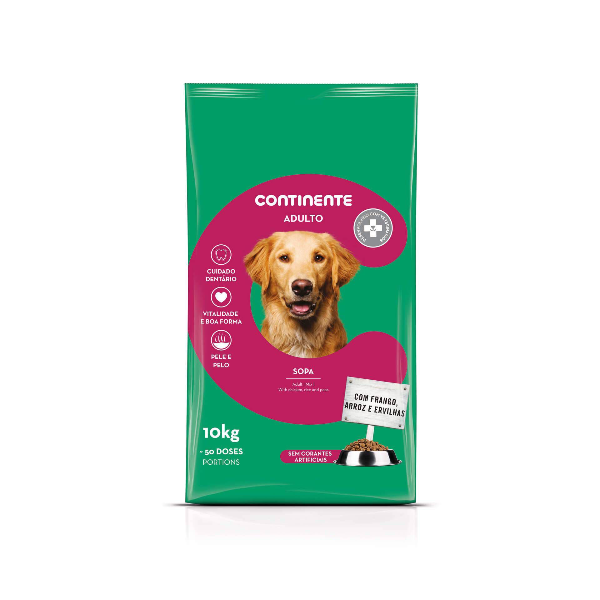 Ração para Cão Adulto Sopa Frango, Ervilhas e Cereais | Continente Online