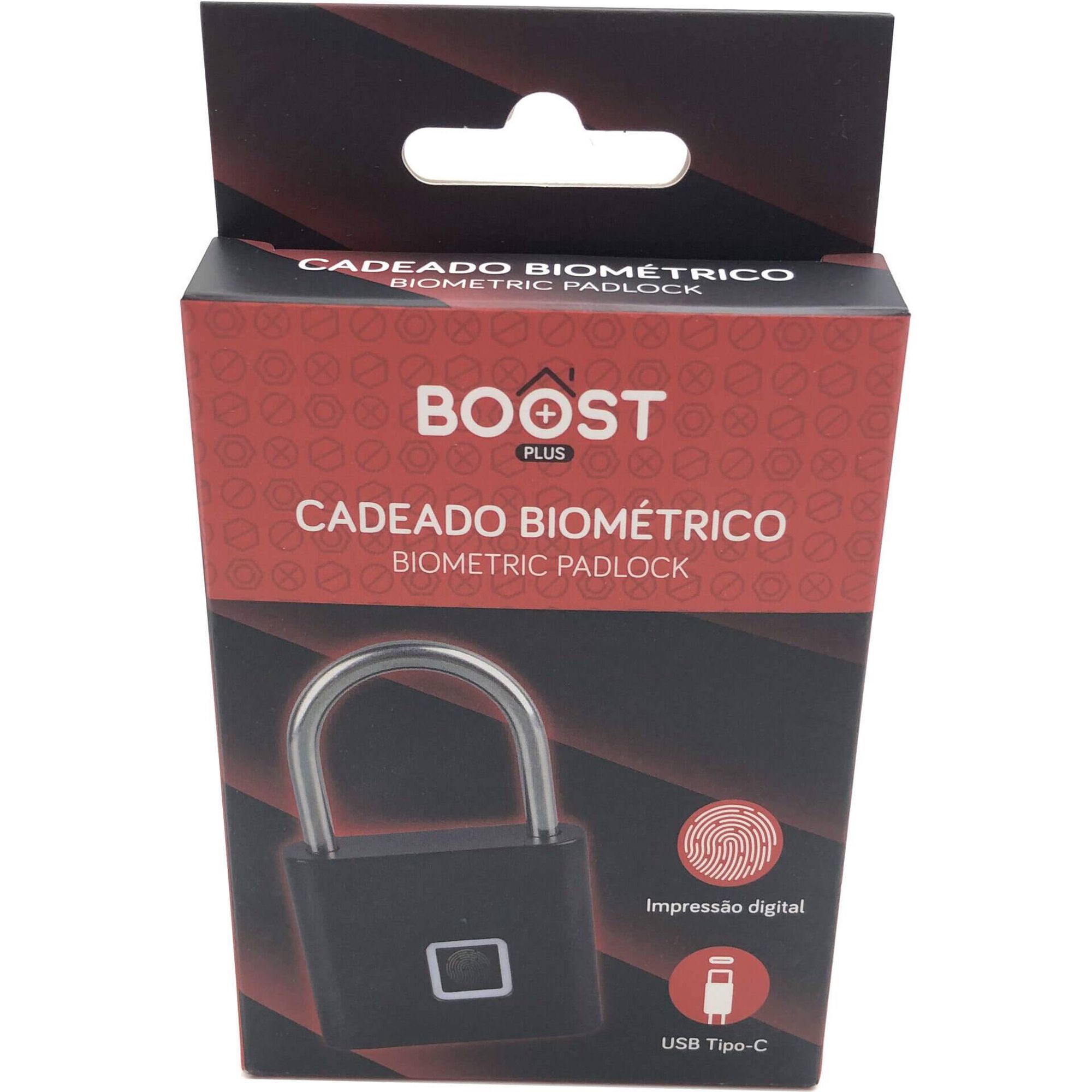 Cadeado Biom&eacute;trico com USB Preto Boost