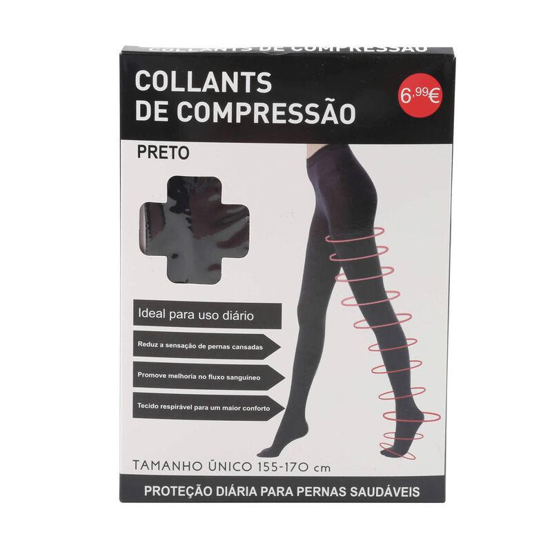 Collants de Compressão Pretos Tamanho Único Bazarão