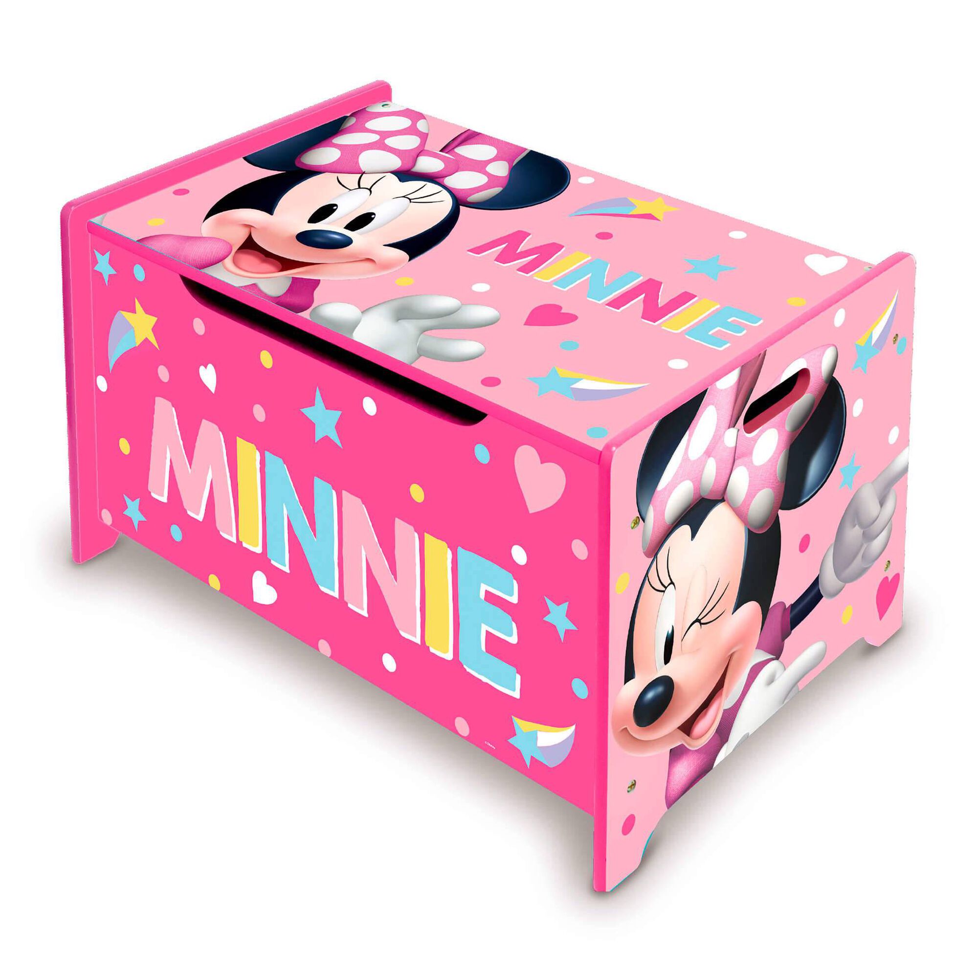 Banco e Baú Arrumação Madeira 62,5x40x37cm Minnie