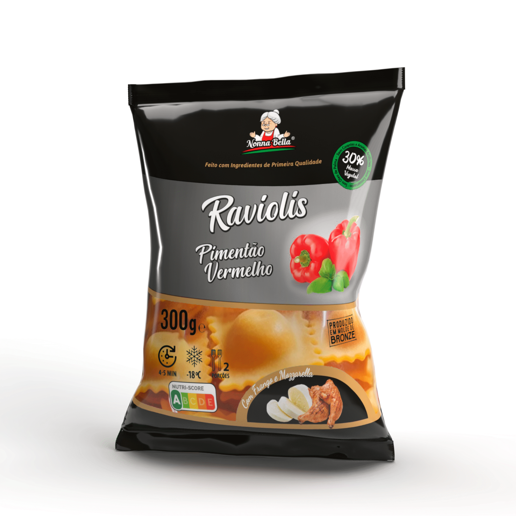 Ravioli Pimento com Frango e Mozzarella