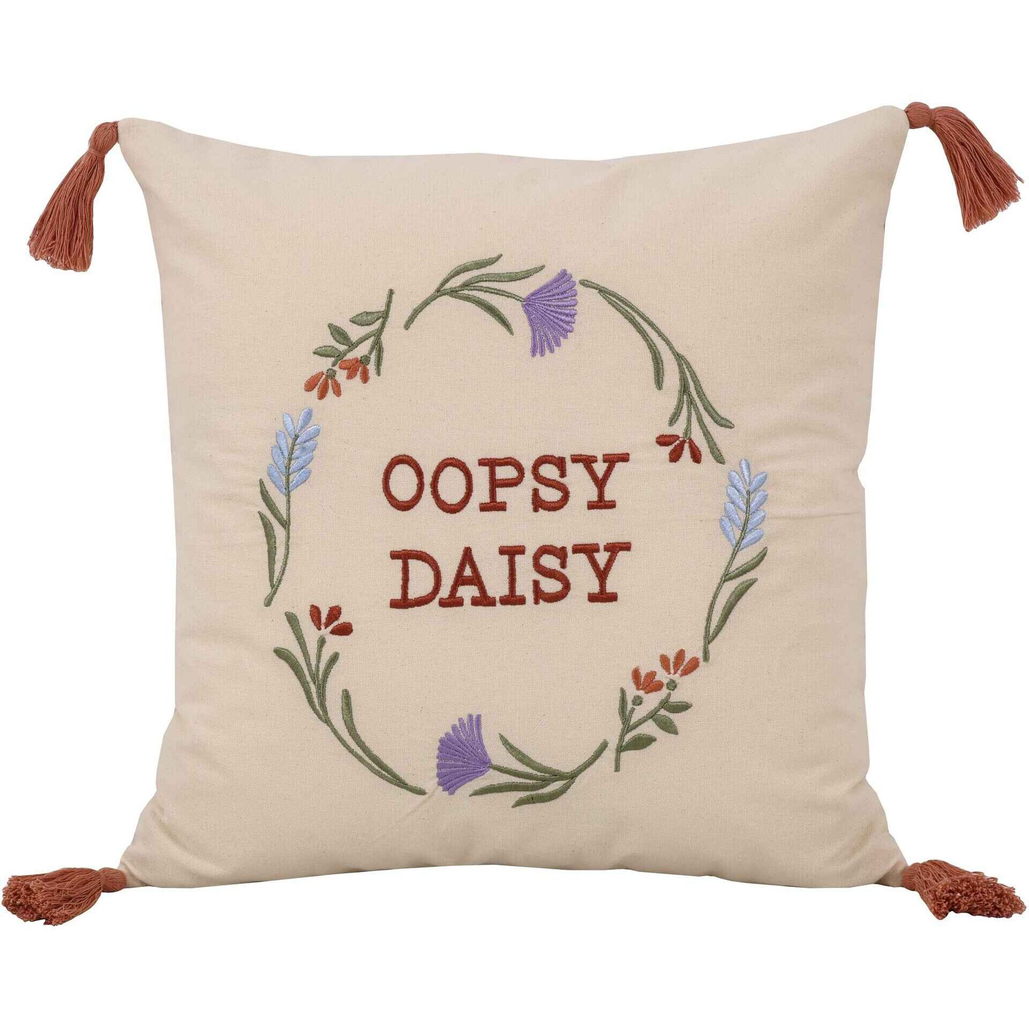 Almofada 45x45cm Bordada Oopsy Daisy Cru