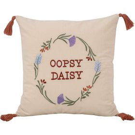 Almofada 45x45cm Bordada Oopsy Daisy Cru Almofada 45x45cm Bordada Oopsy Daisy Cru