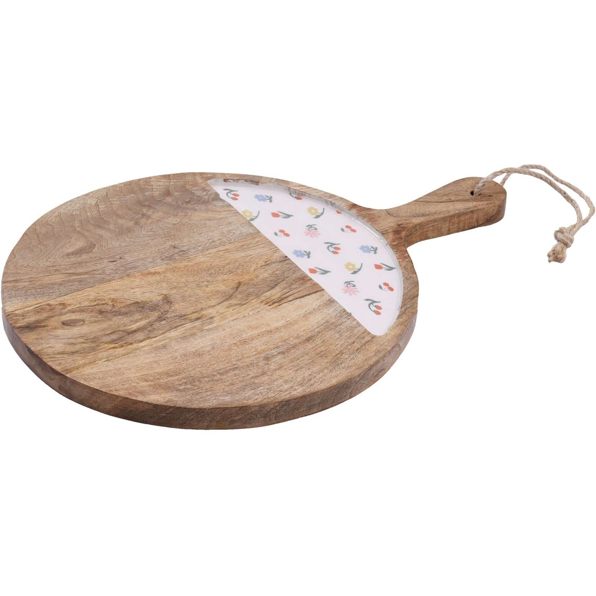 T&aacute;bua Redonda 35cm Cru com Flores Kasa