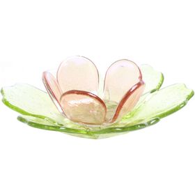 Suporte de Vela 12x12x4cm Flor Rosa Kasa